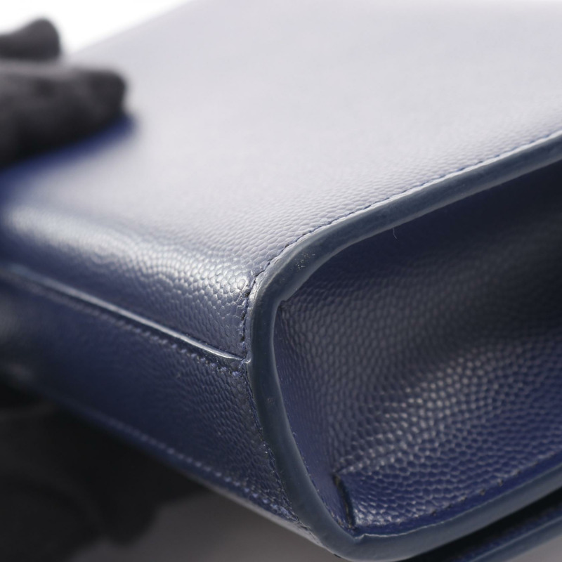 SAINT LAURENT PARIS Kate 鏈條單肩包 354121 皮革 海軍藍 二手 女士 金五金-4