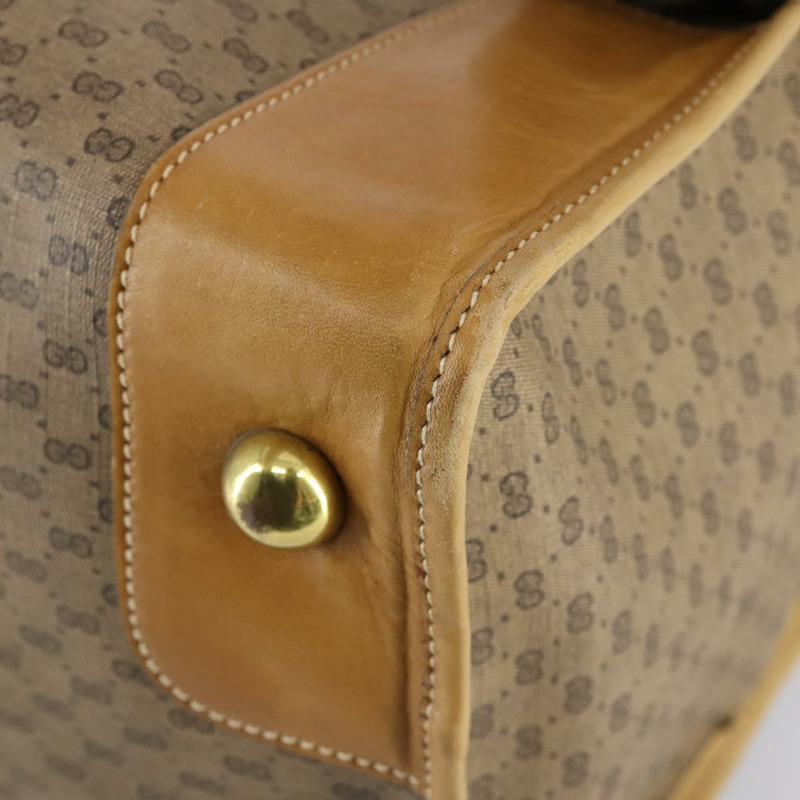 【日本直送】GUCCI Micro GG Supreme 手提包 PVC 皮革 復古米色 金色 正品 146616-15