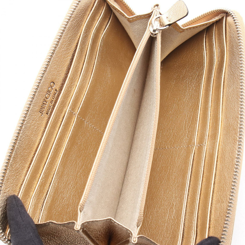 JIMMY CHOO FILIPA 長版皮夾,星形圖案,皮革材質,金色,二手女款-2