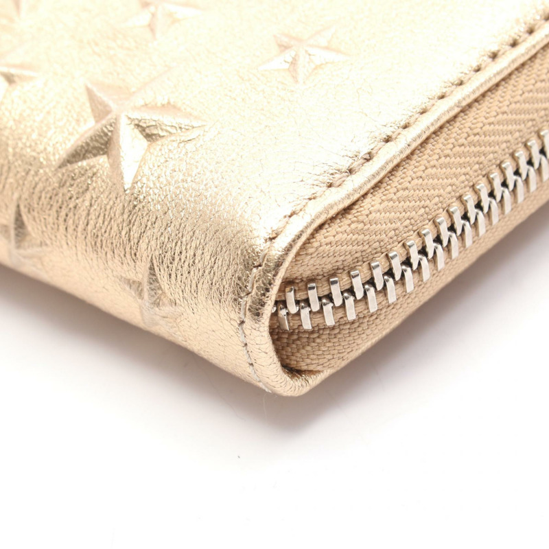 JIMMY CHOO FILIPA 長版皮夾,星形圖案,皮革材質,金色,二手女款-4
