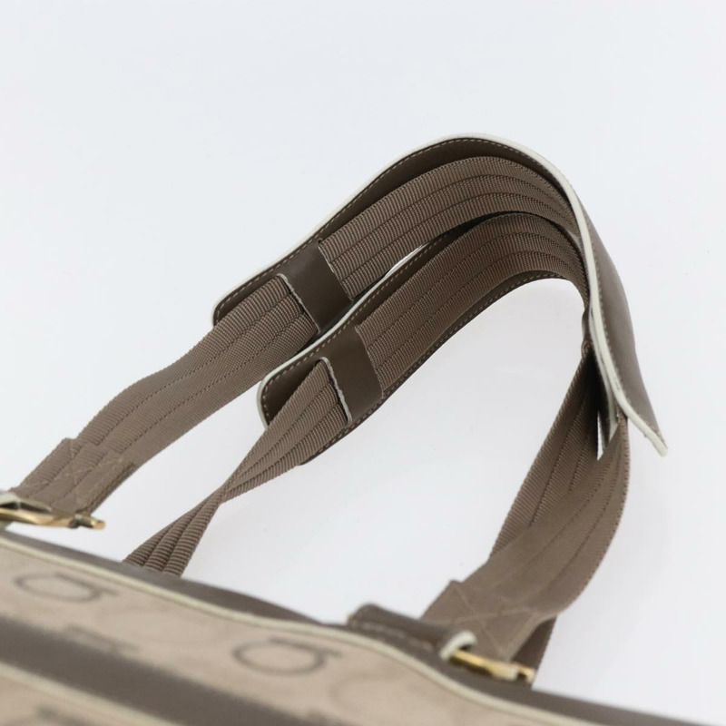 【日本直送】Salvatore Ferragamo Gancini 手提包 皮革帆布 米色 金色 正品 BA5709-7