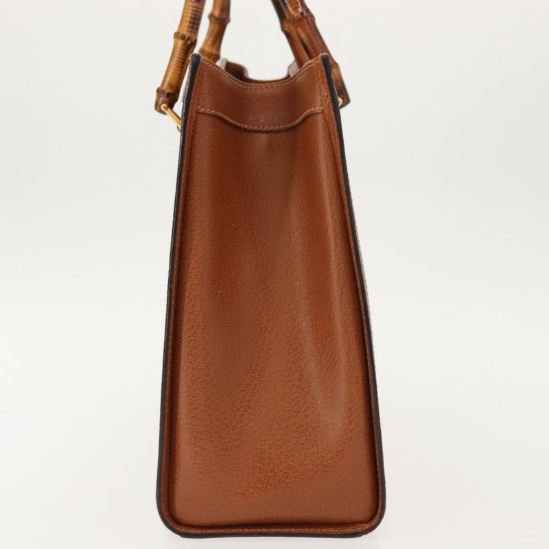 【日本直送】GUCCI 竹節手提包 皮革 棕色 金色 002 2853 0260 0 Auth 146606-2