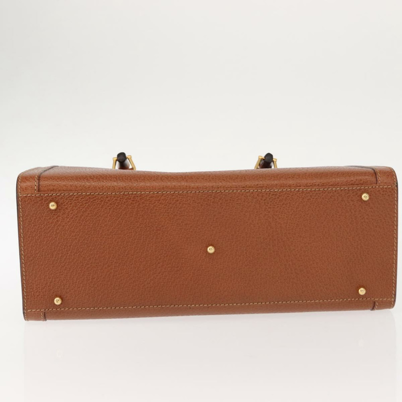 【日本直送】GUCCI 竹節手提包 皮革 棕色 金色 002 2853 0260 0 Auth 146606-4