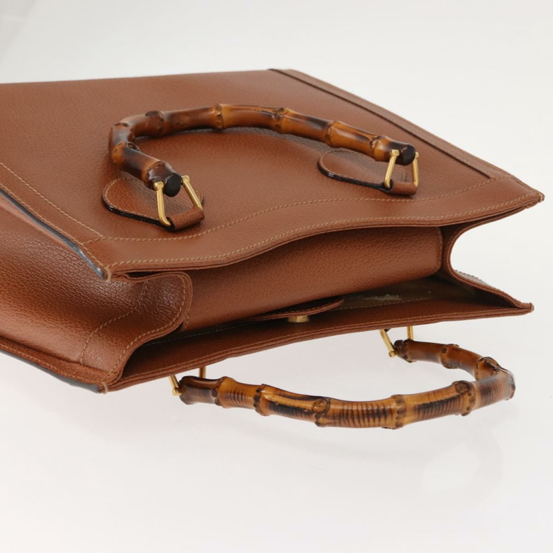 【日本直送】GUCCI 竹節手提包 皮革 棕色 金色 002 2853 0260 0 Auth 146606-5