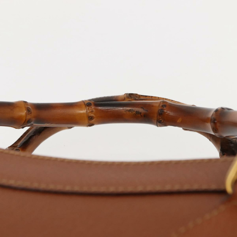【日本直送】GUCCI 竹節手提包 皮革 棕色 金色 002 2853 0260 0 Auth 146606-7