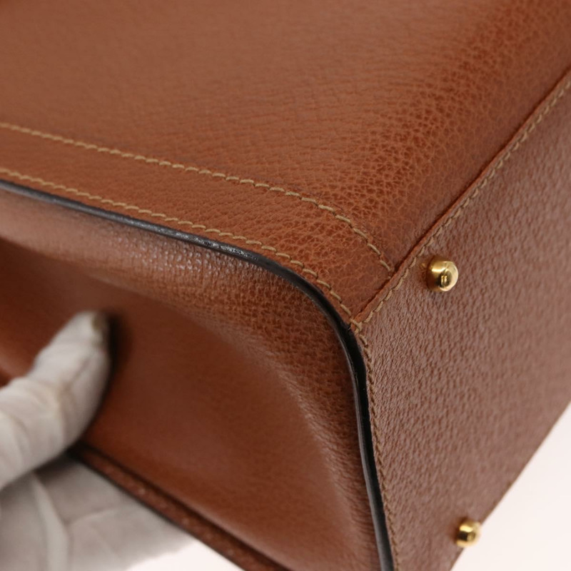 【日本直送】GUCCI 竹節手提包 皮革 棕色 金色 002 2853 0260 0 Auth 146606-14