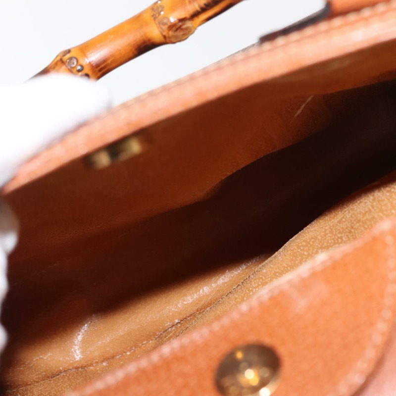 【日本直送】GUCCI 竹節手提包 皮革 棕色 金色 002 2853 0260 0 Auth 146606-19