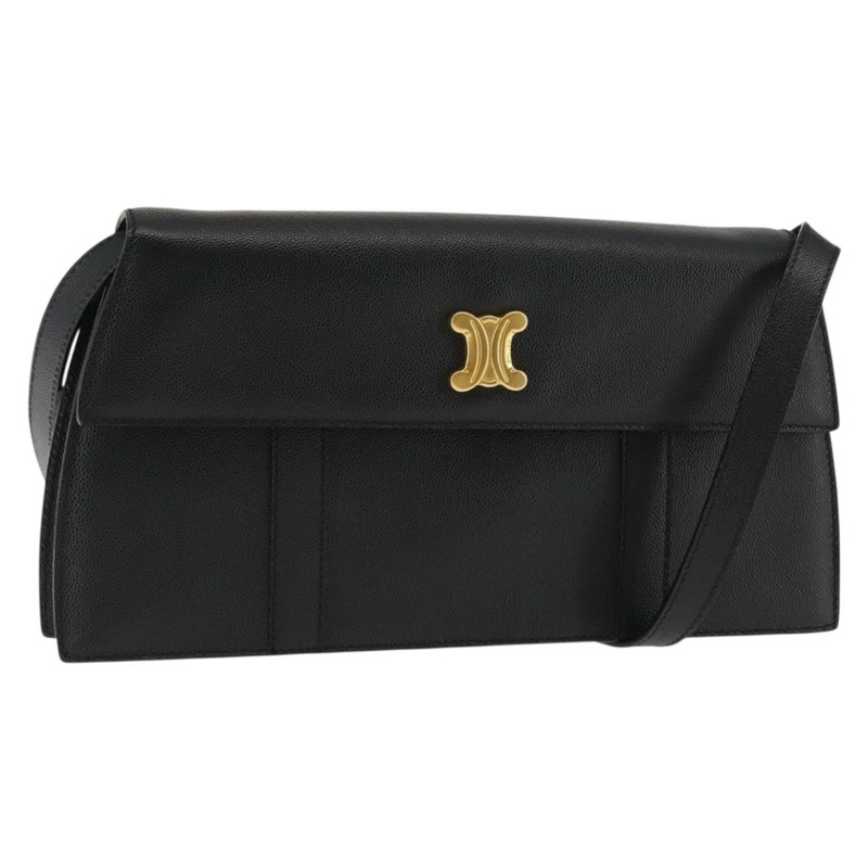【日本直送】CELINE 黑色金色皮革肩背包 正品 146685-0