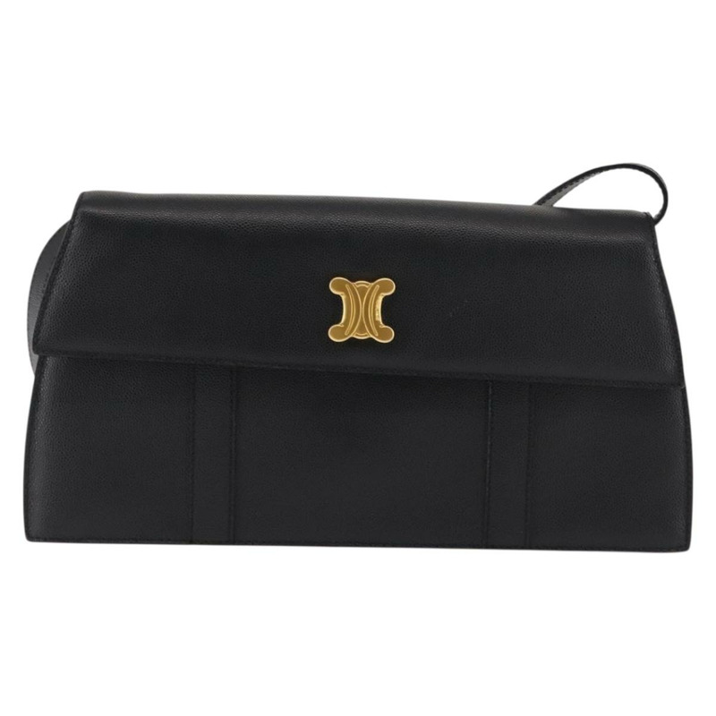 【日本直送】CELINE 黑色金色皮革肩背包 正品 146685-12