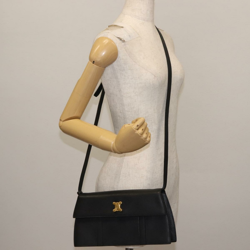 【日本直送】CELINE 黑色金色皮革肩背包 正品 146685-21