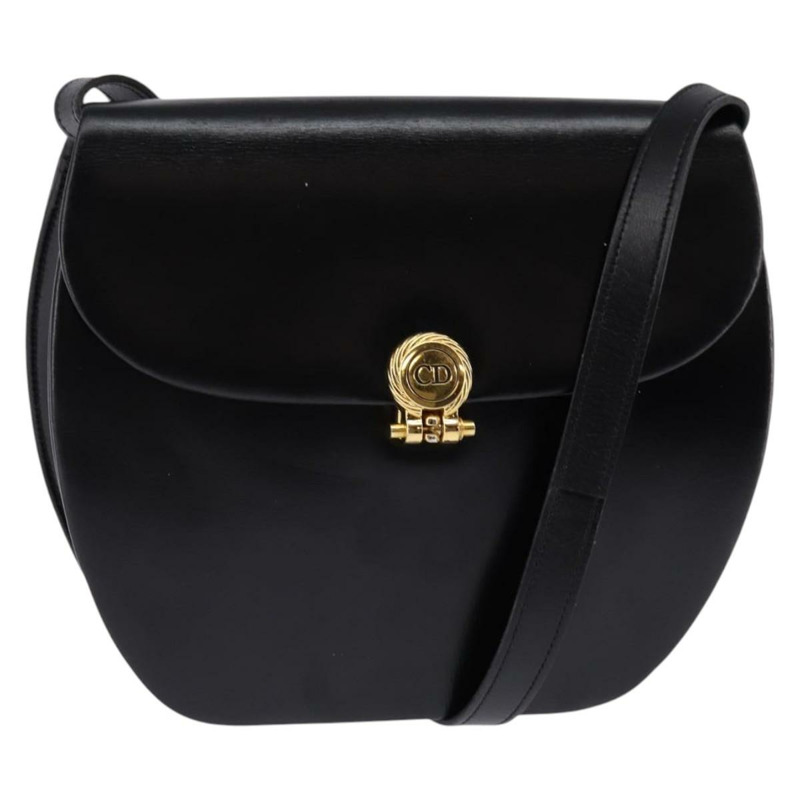 【日本直送】Christian Dior 黑色金色皮革肩背包,正品編號 146644-0