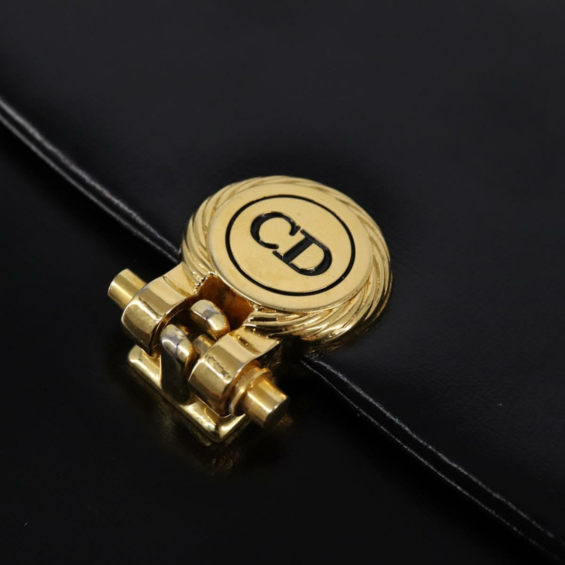 【日本直送】Christian Dior 黑色金色皮革肩背包,正品編號 146644-16