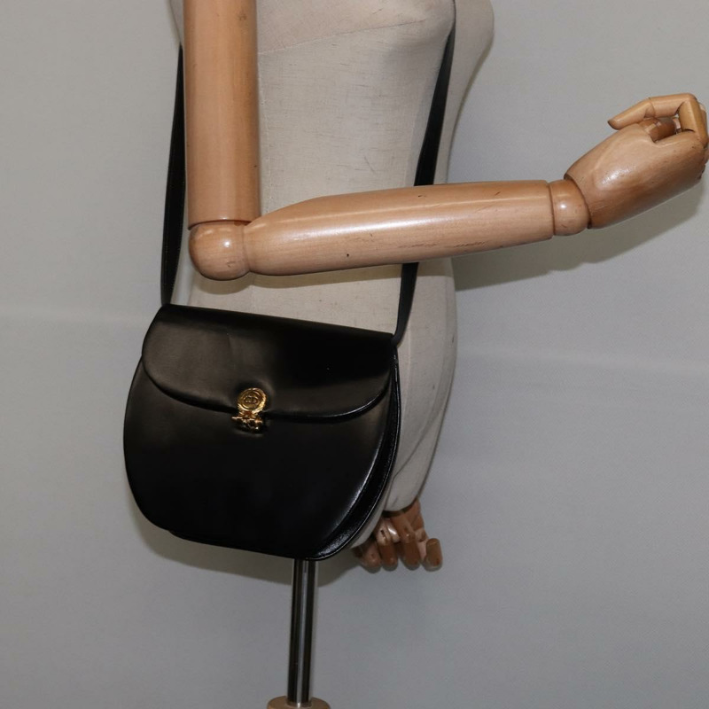 【日本直送】Christian Dior 黑色金色皮革肩背包,正品編號 146644-20