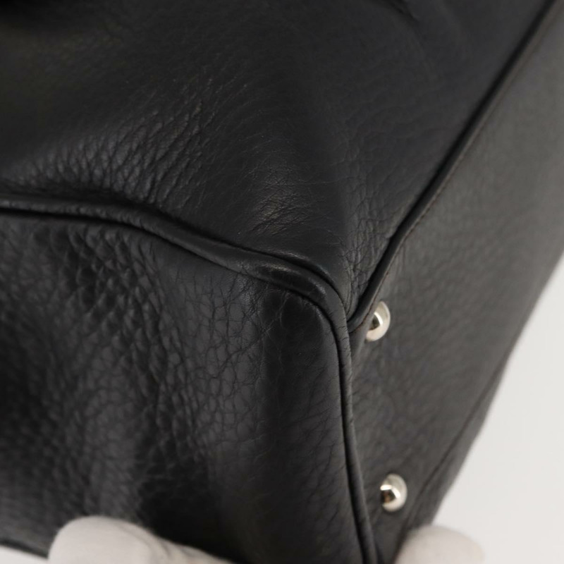 【日本直送】Salvatore Ferragamo Gancini 單肩包,黑色銀色皮革,正品編號 146635-8