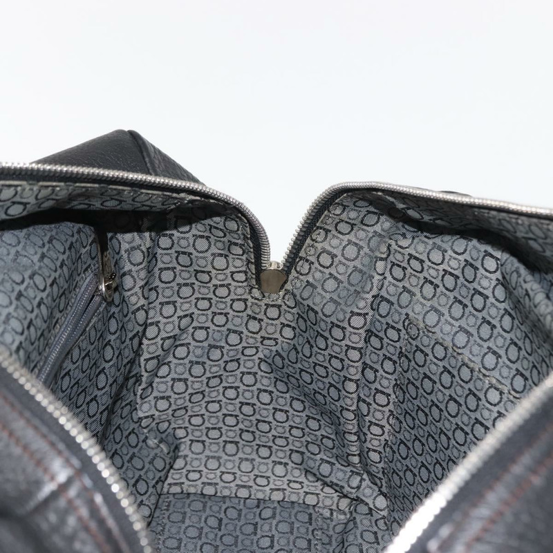 【日本直送】Salvatore Ferragamo Gancini 單肩包,黑色銀色皮革,正品編號 146635-17