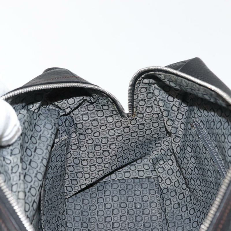 【日本直送】Salvatore Ferragamo Gancini 單肩包,黑色銀色皮革,正品編號 146635-18