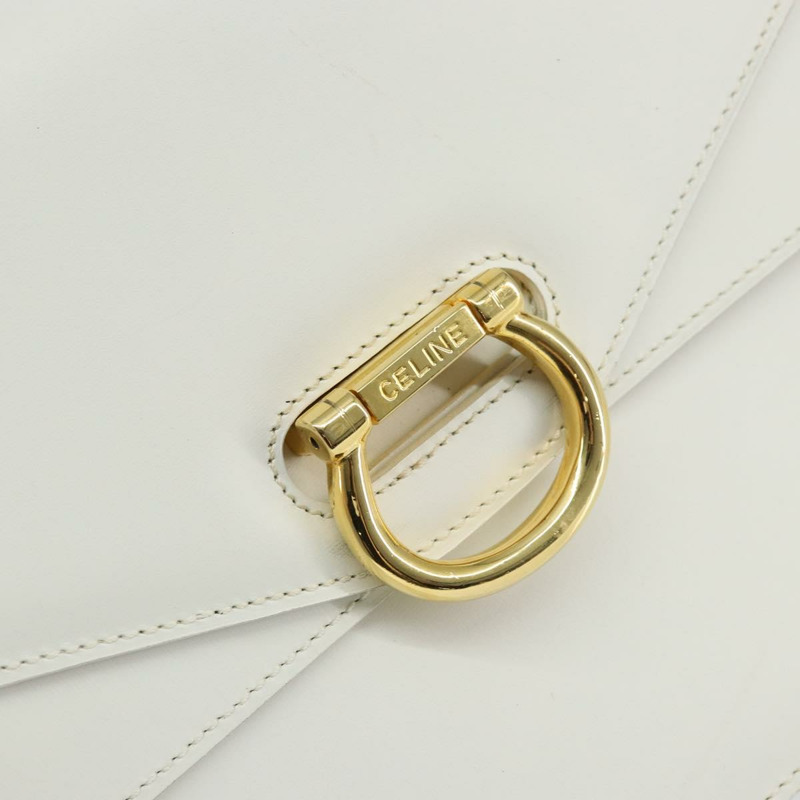 【日本直送】CELINE 手提包 皮革 白色 金色 正品 146638-16