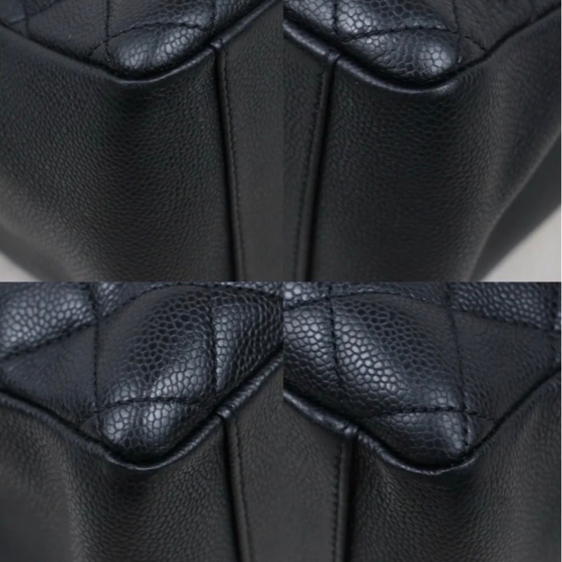 「JL精品代購」95新 香奈兒GST黑金荔枝牛皮托特包-6