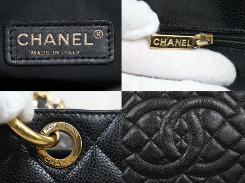 「JL精品代購」95新 香奈兒GST黑金荔枝牛皮托特包-8