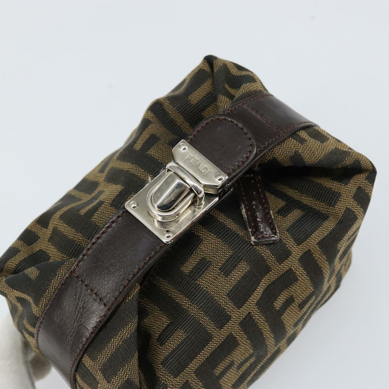 【日本直送】FENDI Zucca帆布化妝包 黑色棕色 正品 ar13759-4