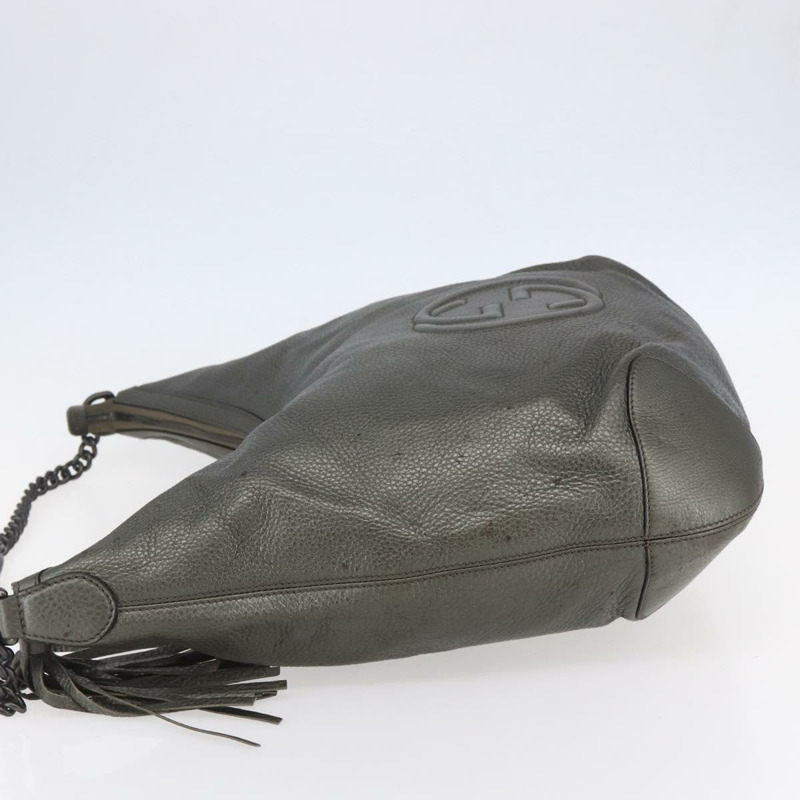 【日本直送】GUCCI Soho 鏈條單肩包 皮革 銀色 326706 正品 yk19690-2