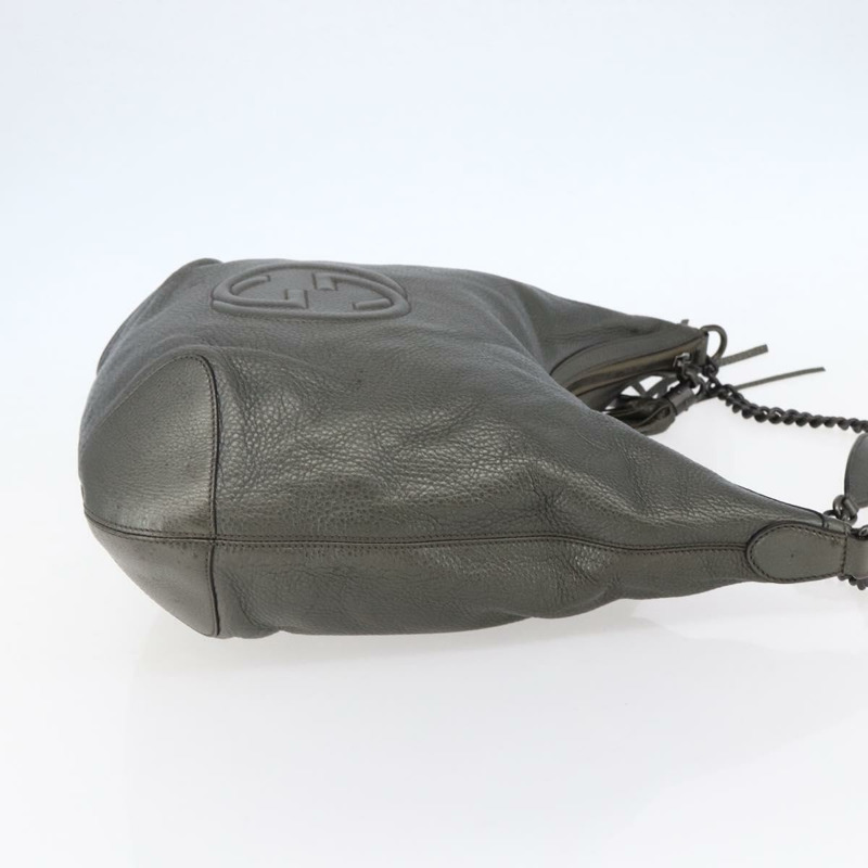 【日本直送】GUCCI Soho 鏈條單肩包 皮革 銀色 326706 正品 yk19690-3