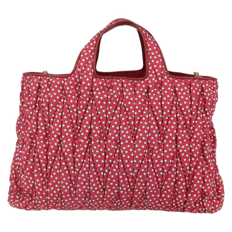 【日本直送】Miu Miu Matelasse 手袋 帆布 2way 紅金 Auth yk19675-1