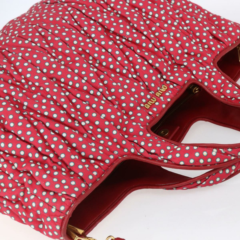 【日本直送】Miu Miu Matelasse 手袋 帆布 2way 紅金 Auth yk19675-5