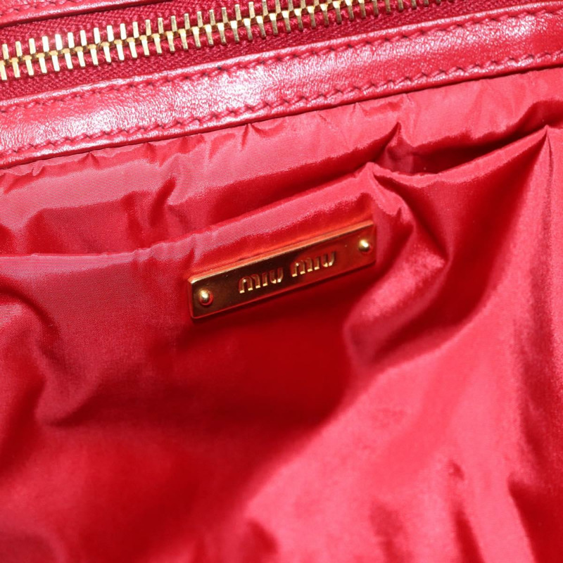 【日本直送】Miu Miu Matelasse 手袋 帆布 2way 紅金 Auth yk19675-18