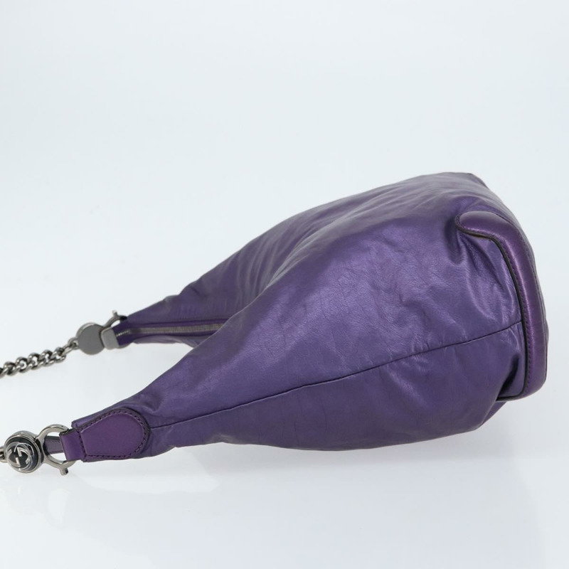 【日本直送】GUCCI Galaku 鏈條單肩包 皮革 紫色 銀色 228560 正品 147671-4