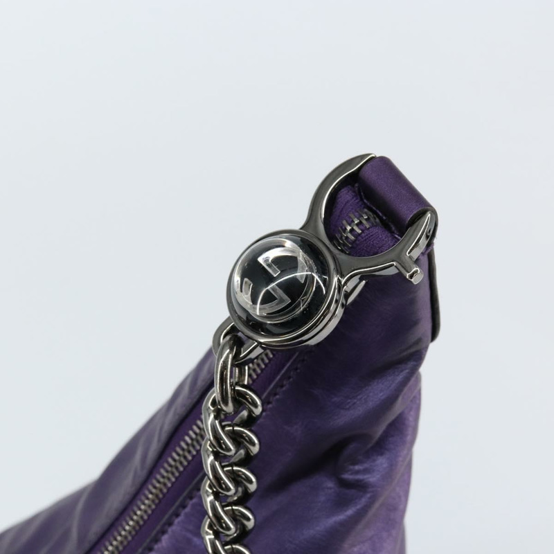 【日本直送】GUCCI Galaku 鏈條單肩包 皮革 紫色 銀色 228560 正品 147671-13