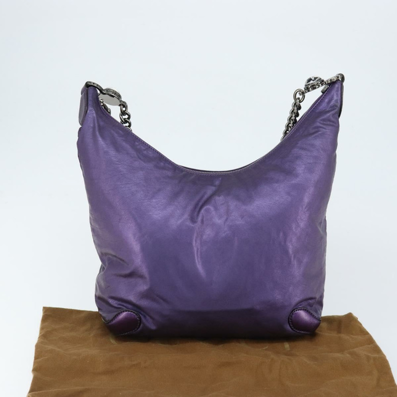 【日本直送】GUCCI Galaku 鏈條單肩包 皮革 紫色 銀色 228560 正品 147671-22