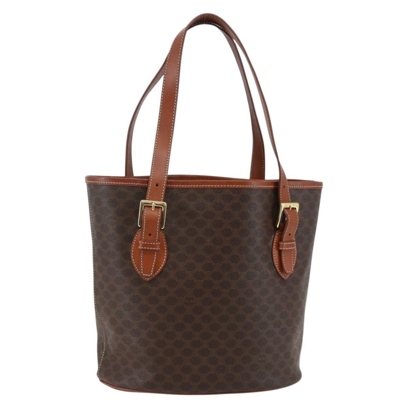 【日本直送】CELINE Macadam帆布手提包 PVC皮革 棕色 金色 正品 147637-0