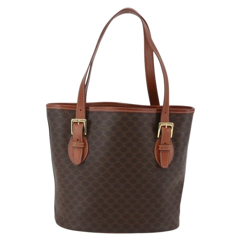 【日本直送】CELINE Macadam帆布手提包 PVC皮革 棕色 金色 正品 147637-1