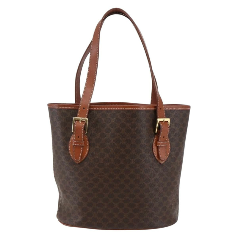 【日本直送】CELINE Macadam帆布手提包 PVC皮革 棕色 金色 正品 147637-12