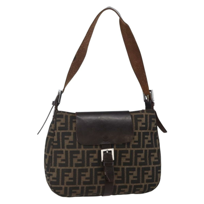 【日本直送】FENDI Zucca帆布Mamma Baguette肩背包 黑色 棕色 銀色 正品 SW1723-0