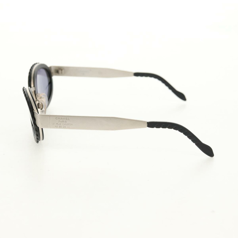 【日本直送】香奈兒 31 RUE CAMBON 太陽眼鏡 金屬 銀黑色 10506 90405 CC Auth SW1746V-2