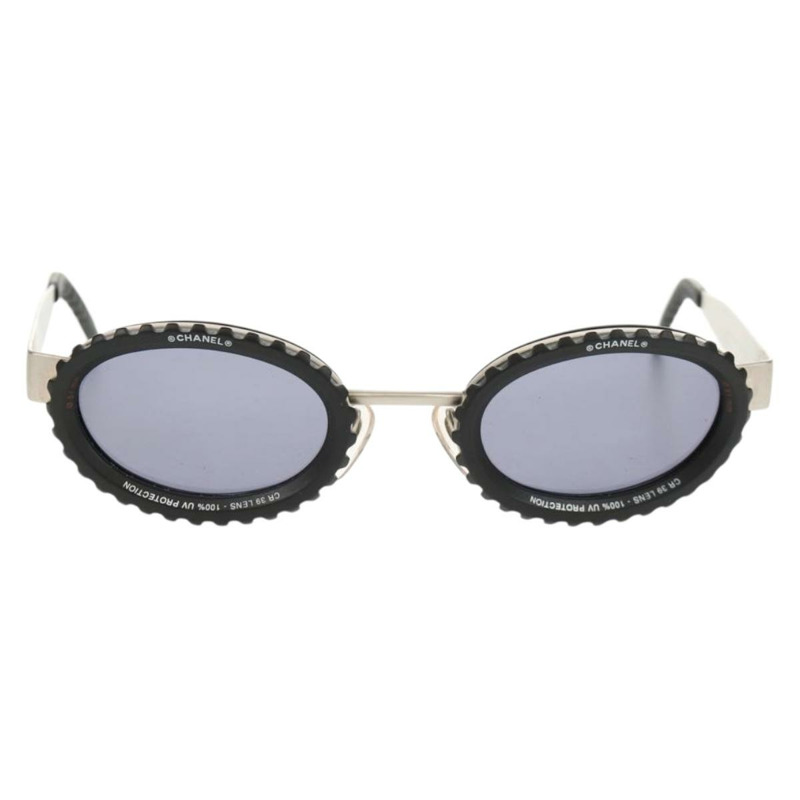 【日本直送】香奈兒 31 RUE CAMBON 太陽眼鏡 金屬 銀黑色 10506 90405 CC Auth SW1746V-12