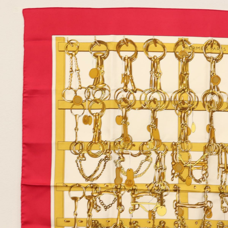 【日本直送】愛馬仕 Carre 90 絲巾「MORS&FILETS」粉紅絲 Auth BA6853-1