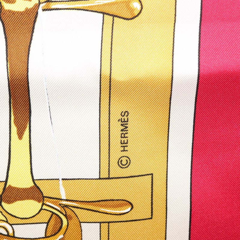 【日本直送】愛馬仕 Carre 90 絲巾「MORS&FILETS」粉紅絲 Auth BA6853-6