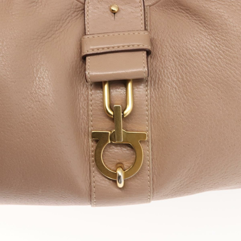 【日本直送】Salvatore Ferragamo Gancini 單肩包 皮革 米色 金色 正品 am9403-16