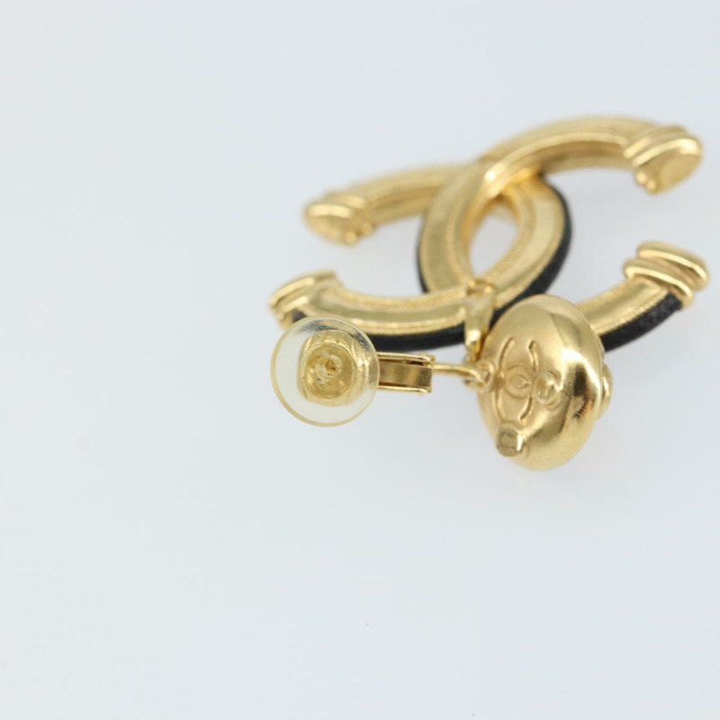 【日本直送】香奈兒 COCO 標誌山茶花耳環 金屬皮革金 CC 正品 am9409-15