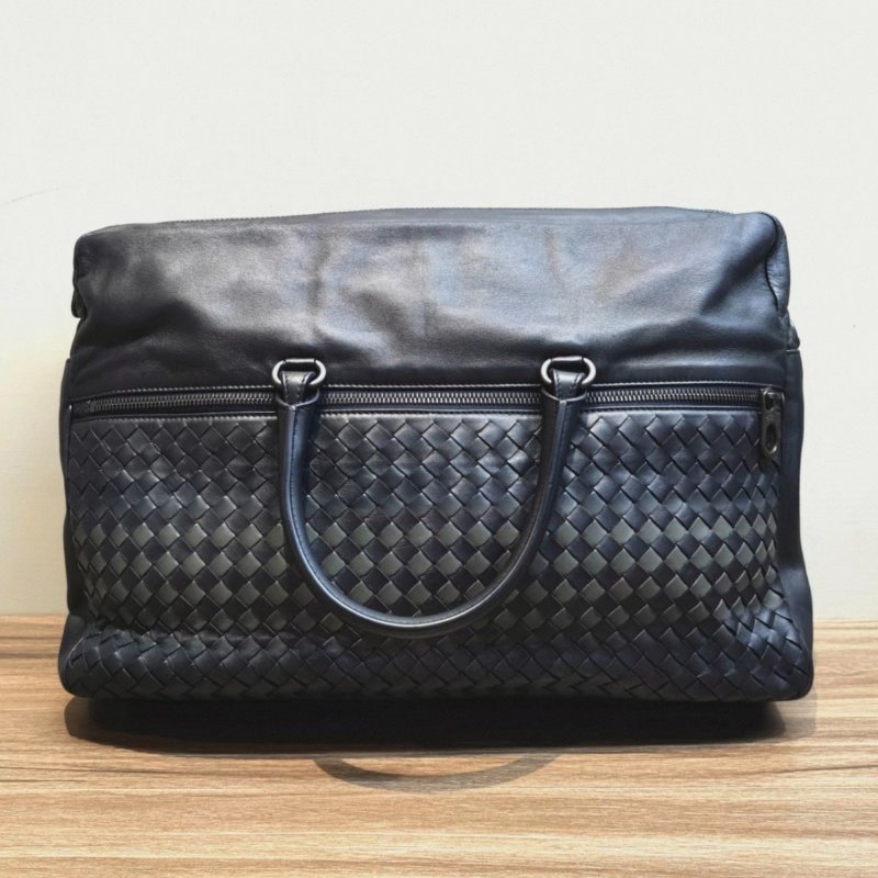 BV 黑色經典編織手提公事包40*27*7 98新配件塵袋-3