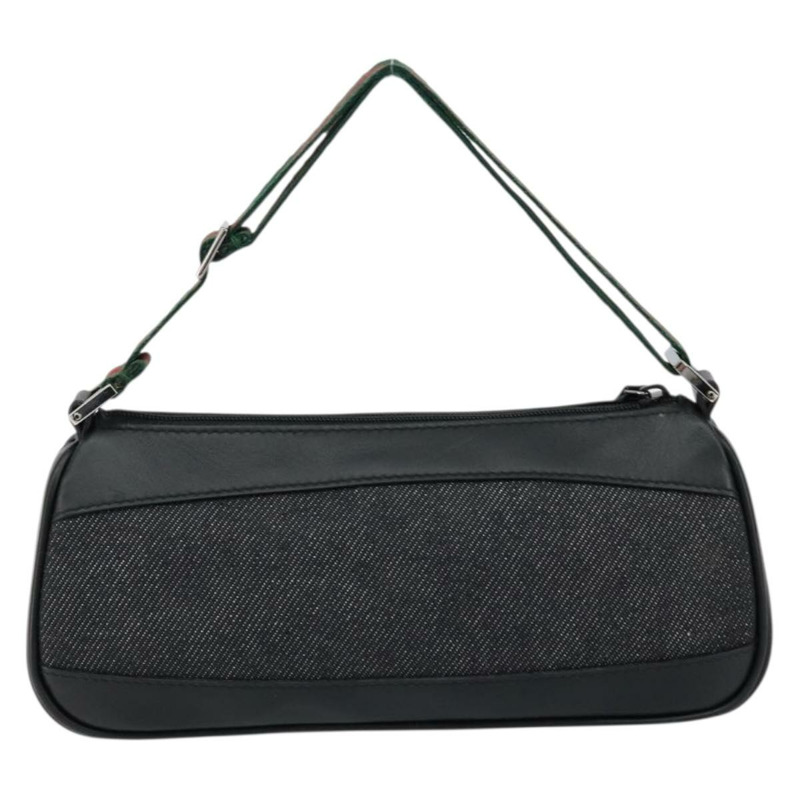 【日本直送】GUCCI Web Sherry Line 帆布皮革手拿包 黑色 銀色 紅色 92820 Auth am9396-1