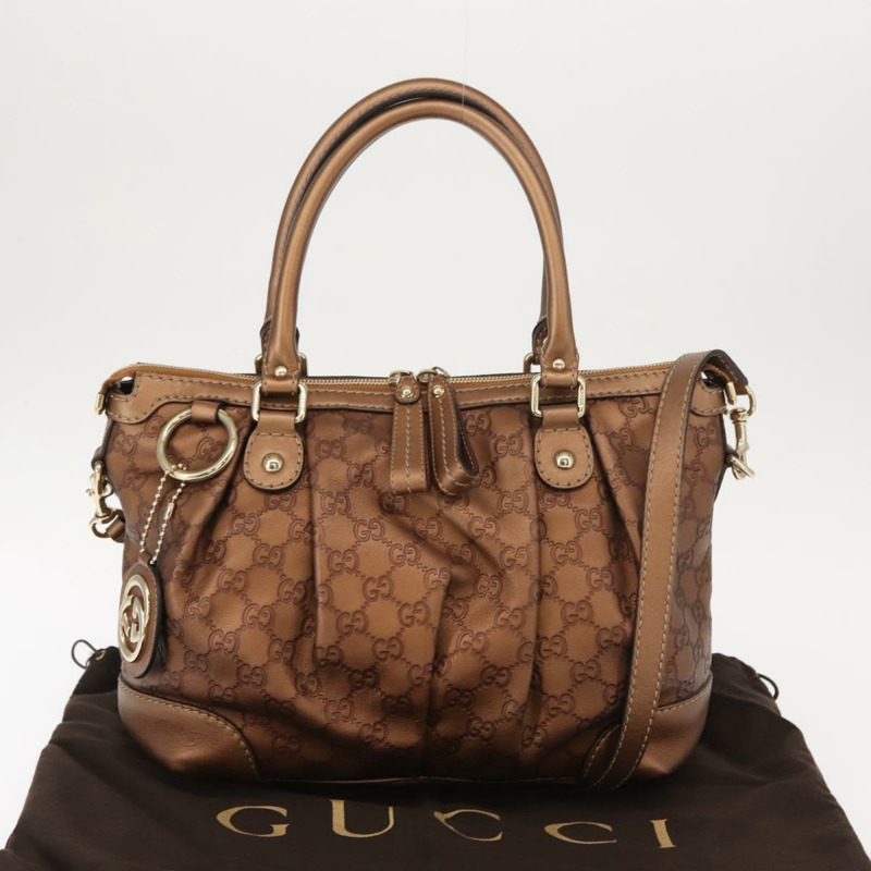 【日本直送】GUCCI GG帆布Guccissima包 皮革 2way 金色金屬棕色 247902 正品 121383-11