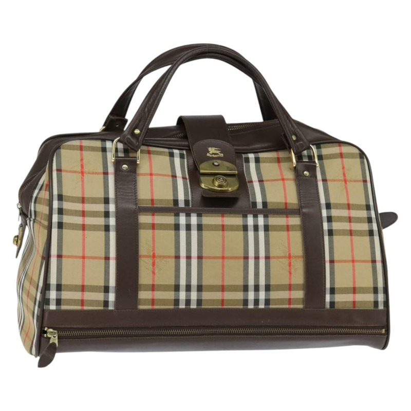 【日本直送】Burberrys Nova 格紋波士頓包 帆布 米色 金色 正品 146996-0