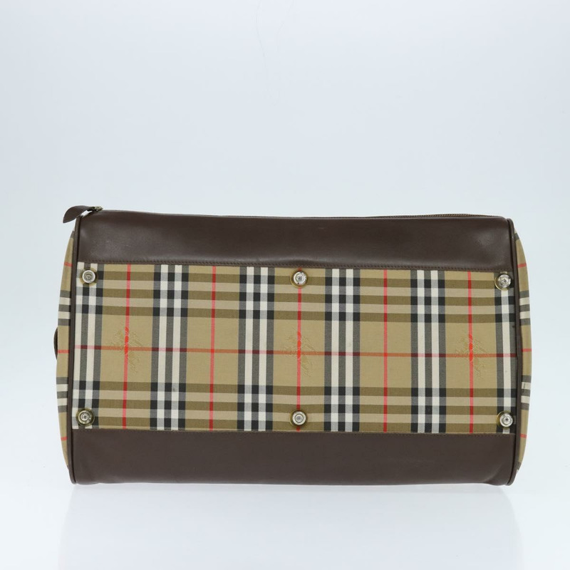 【日本直送】Burberrys Nova 格紋波士頓包 帆布 米色 金色 正品 146996-4