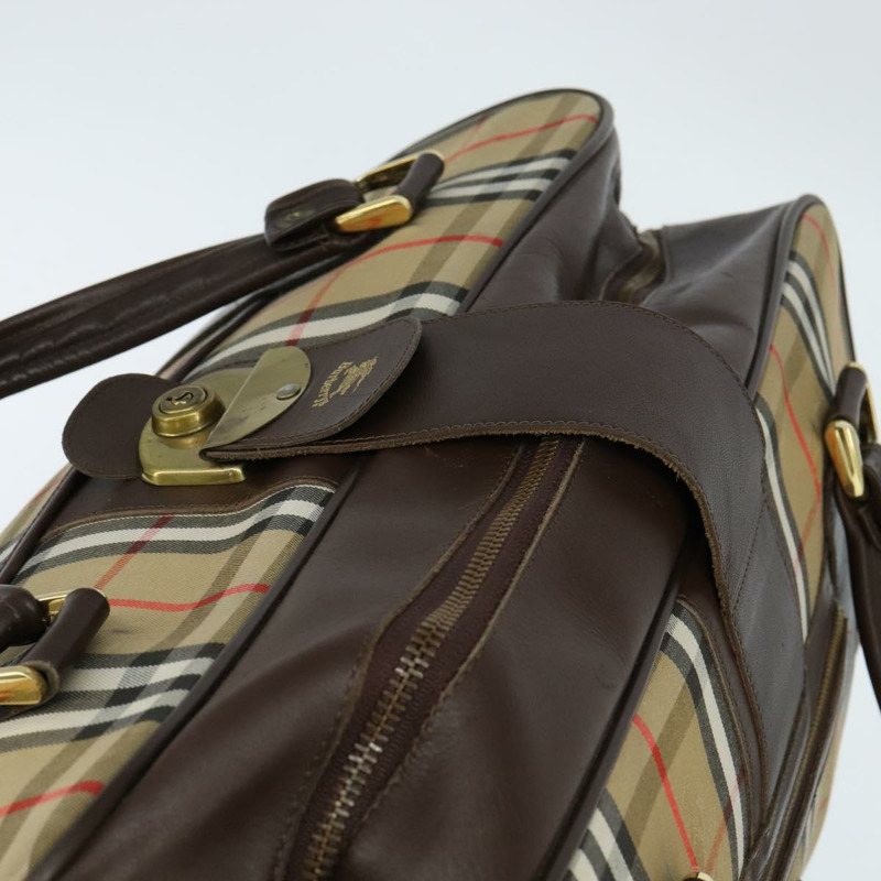 【日本直送】Burberrys Nova 格紋波士頓包 帆布 米色 金色 正品 146996-5