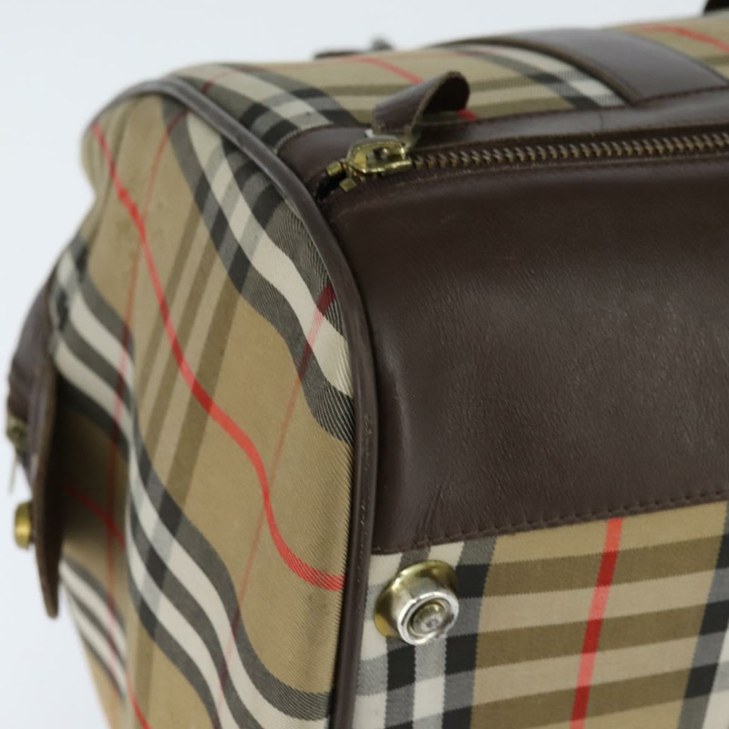 【日本直送】Burberrys Nova 格紋波士頓包 帆布 米色 金色 正品 146996-7