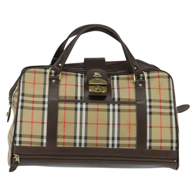 【日本直送】Burberrys Nova 格紋波士頓包 帆布 米色 金色 正品 146996-12